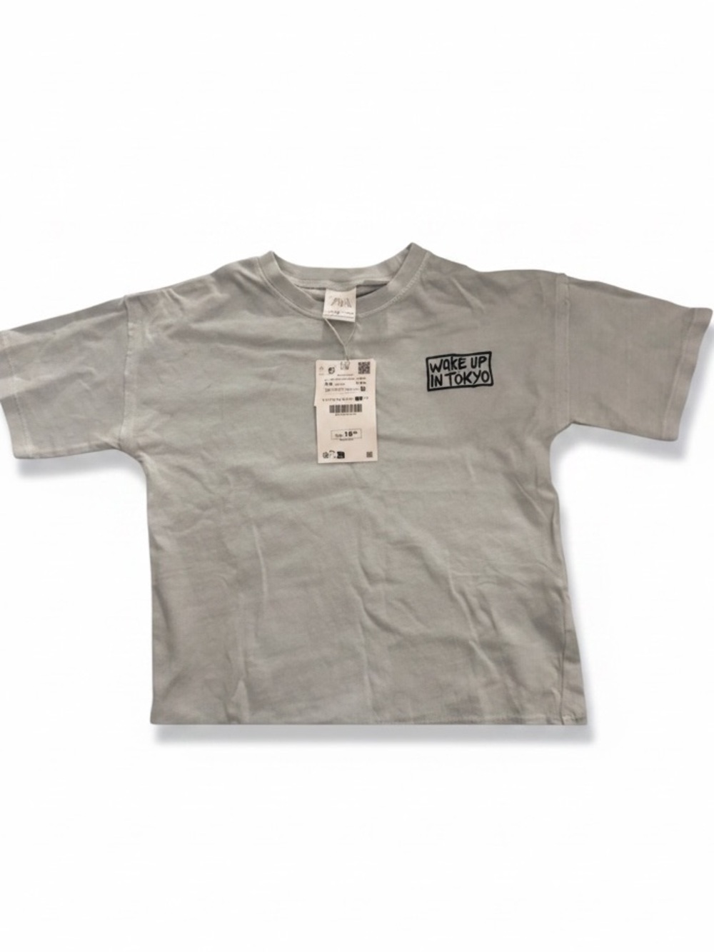 Zara Kids Light Gray 'Wake Up In Tokyo' Graphic Tee